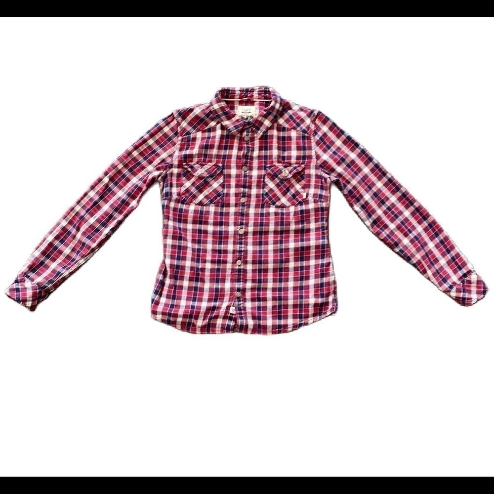 SzM tna classic fit long sleeve flannel EUC red/blue/white pattern